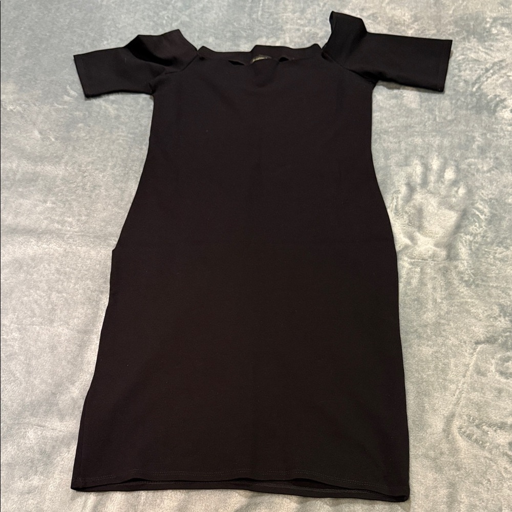 Black Cold-Shoulder Mini Dress - Women's